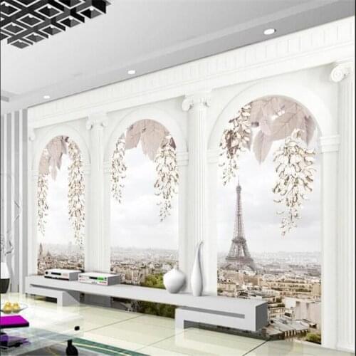 Beibehang custom Mural Wall Sticker Roman column arch TV Background Wallpaper for wall papers home decor Mural papel de parede