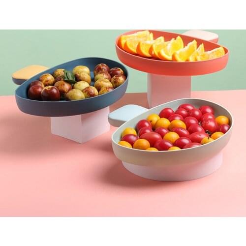 Nordic Creative Fruit Storage Bowl With Handle Snack Dessert Cake Organizer Plate Tray Large Capacity Food Biscuit Candy Holder