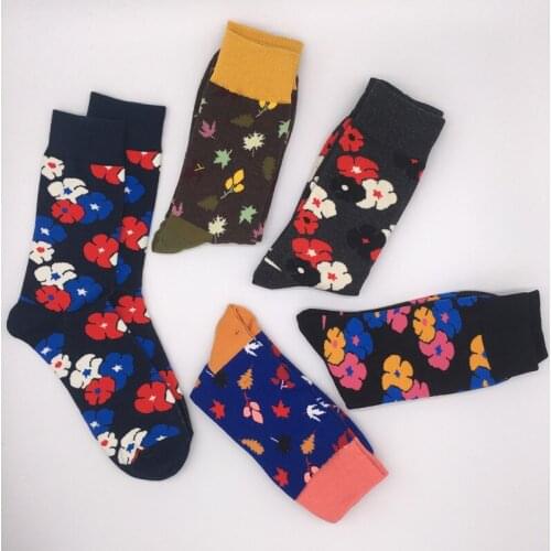 New fashion personality happy tide socks (5 pairs of socks) colorful high tube mens socks wholesale. Without gift box