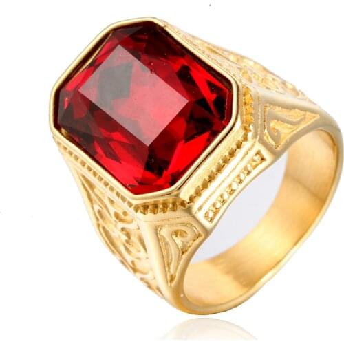 New Men Black Color Hiphop Ring 316L Stainless Steel green/Red/Blue rhinestone Stone Ring Rock Fashion Male Jewelry for Man