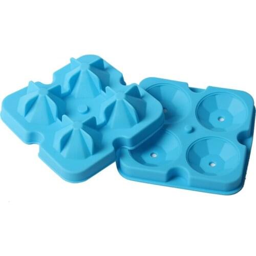 New Silicone Ice Cube Tray Diamond Shape 3D Ice Cube Mold 4 Cavity Ice Ball Maker Kitchen Ice Cream Tools Bar Accessories K048