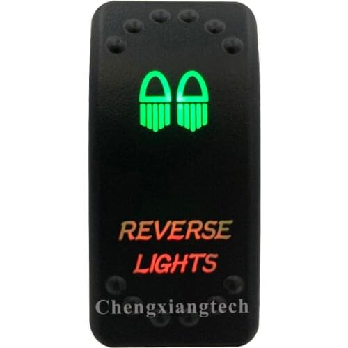 12v 24v, On Off, Up Green & Down Red Led Backlit - Reverse Lights - Laser Rocker Switch for Car Boat Truck Bus Push Switch