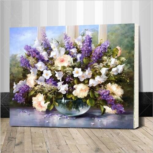 Framed Picture Painting By Numbers Modern Flower Home Decor For Living Room Hand Unique Gifts G053 Wall Art