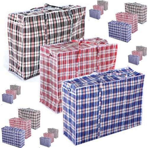 New Arrival Plaid Storage Bags Jumbo Small Laundry Bags Zipped Reusable Large Strong Shopping Clothing Waterproof Storage Bag