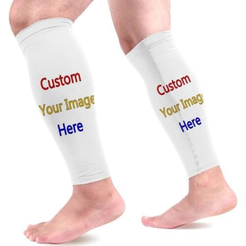 Customize Image 2PCS Compression Calf Sleeve Basketball Men Support Elastic Cycling Leg Warmers Running Sport Leg Safety Gear