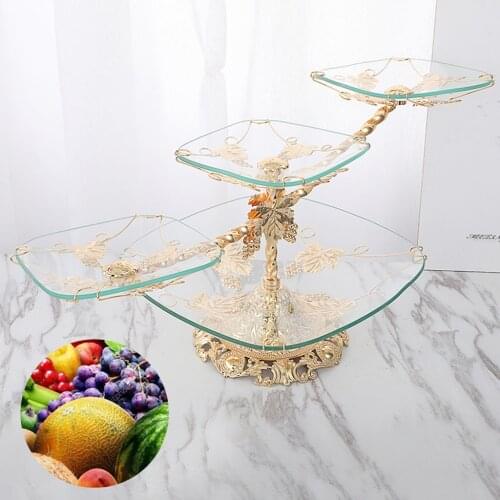 Tempered Glass Fruit Tray Serving Tray Dining Dessert Plate Platter Stand