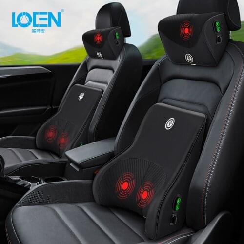 Smart Massage Memory Foam Neck Pillow Lumber Support Massage Car Seat Back Pillow Waist Cushion for Car Home Office Relieve Pain
