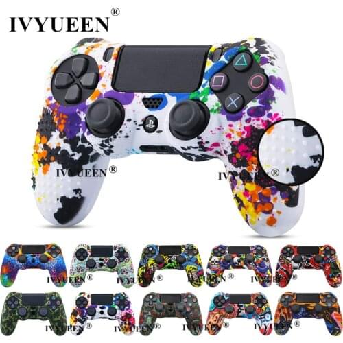 IVYUEEN Anti Slip Silicone Protective Skin Case for Sony Dualshock 4 PS4 DS4 Pro Slim Controller Cover Analog Thumb Grip Caps