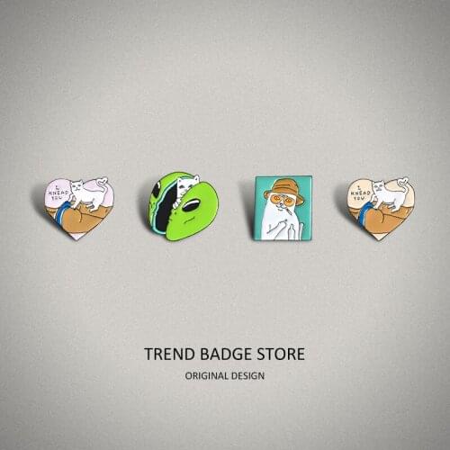 Cats Animal Enamel Pins Hat Bag Badges Creative Brooches Small Jewelry Gift