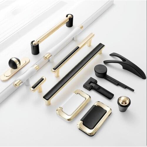 Gold White Zinc Alloy Creamic Gold Black Grey Cabinet Knobs Drawer Pulls Kitchen Door Handles for Furniture Hardware