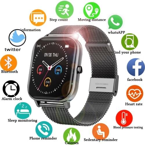 2021 New P8 Color Screen Smart Watch Women men Full Touch Fitness Tracker Blood Pressure Smart Clock Women Smartwatch for Xiaomi