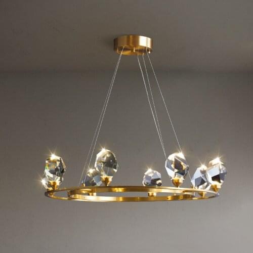 Modern simple light luxury living room bedroom chandelier crystal personality planet design all copper molecular lamp