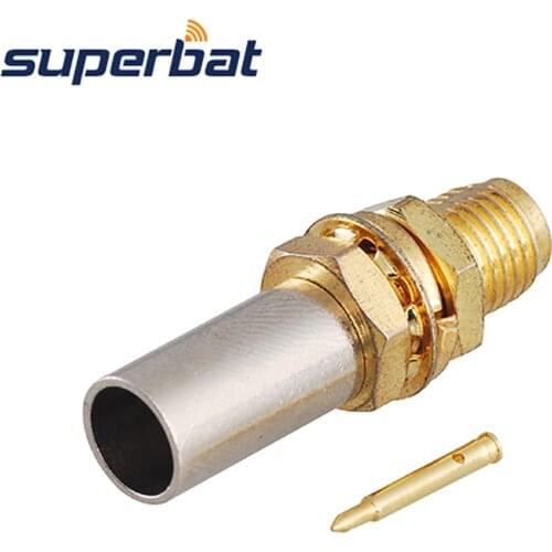 Superbat RP-SMA Crimp Jack(male pin) Bulkhead RF Connector for Coaxial Cable RG59 LMR200
