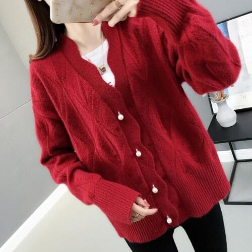 Spring Autumn Knitted Sweater Jacket Ladies Cardigan Loose Outer Wear Truien 2020 Womens Spring V-neck Sweater Female Tops Q288