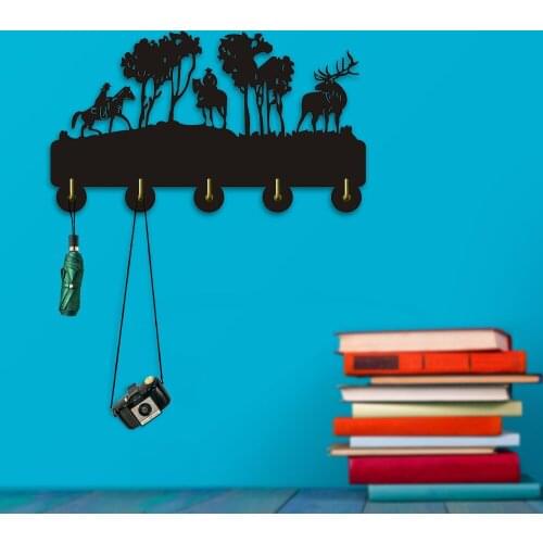Forest Wildlife Deer Coat Rack Hook Hat Robe Hook Clothes Towel Hooks Cowboy Riding Modern Wall Hooks Kitchen Decor