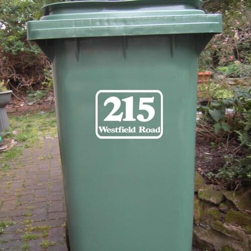 Personalized Street Name Number Wheelie Rubbish Bin Trash Can Sticker Decal Vinyl Home Decor