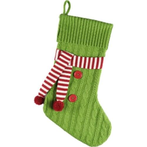 Knitted Christmas Stockings With Button Scarf Christmas Tree Decoration Christmas Fireplace Decoration New Year Candy Stunning