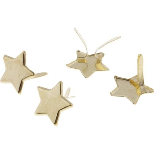 100 Pieces Star Head Metal Brad Paper Fastener Embellishments for Kids Cardmaking Scrapbooking Art Crafts 14mm Gold