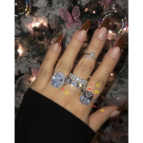 Original 925 Sterling Silver Topaz gemstone Ring finger Emerald Diamond Cocktail Wedding Engagement Rings For Women fine Jewelry