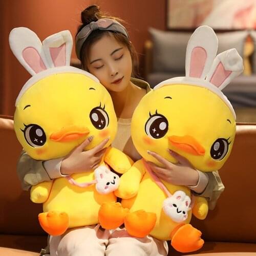 1PC 35/45/55cm Kawaii Yellow Duck Plush Dress Up Rabbit Soft Pillow Home Decoration Sofa Doll Toys For Children Girlfriend Gift