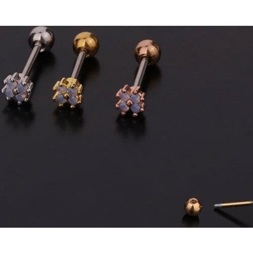 1 PCS Cute Simple Small Round Flower Ear Cartilage Piercing Stud Earring Gold Color Stainless Steel Bar Ball Helix Earring