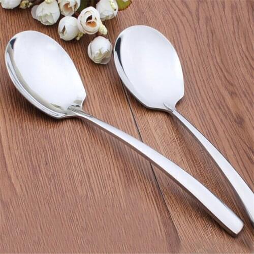 1pc Thicken Dinner Dish Bar Cafe Public Spoon Round Head Buffet Serving Spoon Large Stainless Steel Soup Rice Western Restaurant