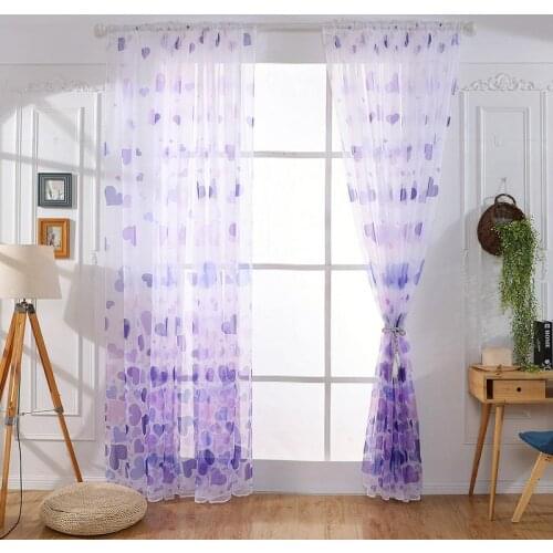 100*200cm Love HEART Printing Terylene Printing Window Curtain Gauze