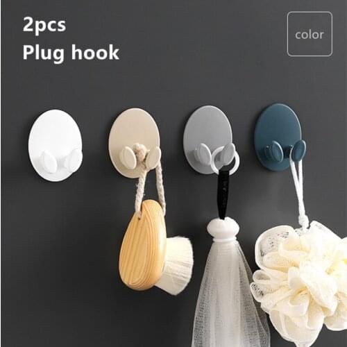 2Pcs Wall-Mounted Socket Hook Free Punching Power Plug Socket Holder Bathroom Kitchen Power Cord Organizer Hook