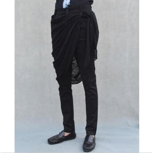 27-44 2017 Mens clothing GD Hair Stylist fashion casual pants Autumn harem pants male skinny pants plus size costumes