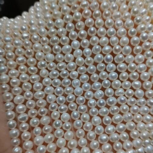 3-4mm Near Round Natural Freshwater Pearl Classic Choker Necklace For Women DIY Jewelry Single Strand 37cm