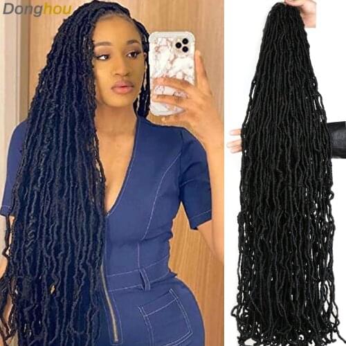 36 Inch 6Packs Extended New Faux Locs Crochet Hair Naturel Loks Crochet Faux Locks Pre Looped Synthetic Hair 170g 21Strands/Pack