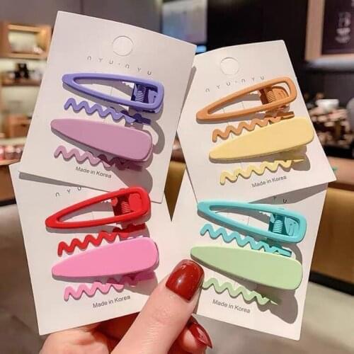 4Pcs Korean New Women Elegant Candy Color Geometric Alloy Hair Claw Sweet Hair Clips Headband Hairpin Hair Crab Hair Accessories