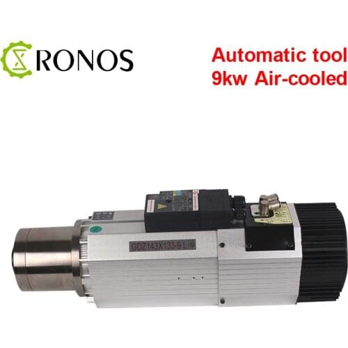 9KW Air-cooled Spindle Motor 220V/380V 12000~24000rpm 6.4Nm 22A Short /Long Head Spindle Motor CNC Machine