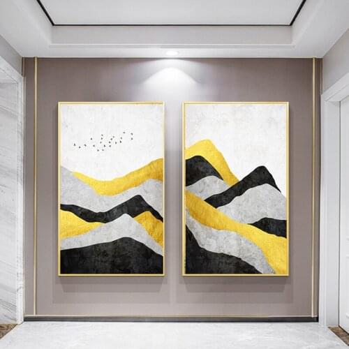 Abstract Golden Mountain White Cloud Canvas Paintings Wall Art Picture For Living Room Home Decoration Modern Posters And Prints