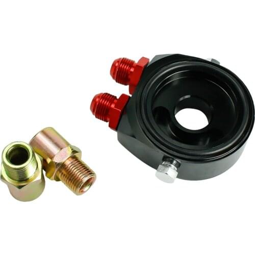 Aluminum Oil Filter/Cooler Sandwich Block Adapter Gauge Sensor Plate AN8/AN10 Black TT100964