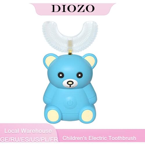 DIOZO Automatic Childrens Electric Toothbrush U-shaped 3-12 Years Old Sonic Electric Cleaning Smart Lazy Toothbrush