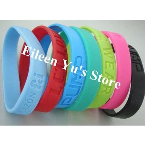 Free Shipping ! 500Pcs/Lot ! Custom Debossed Silicone Bracelet Silicone Wristband Promotion ID Bracelet For Women Men Bracelet