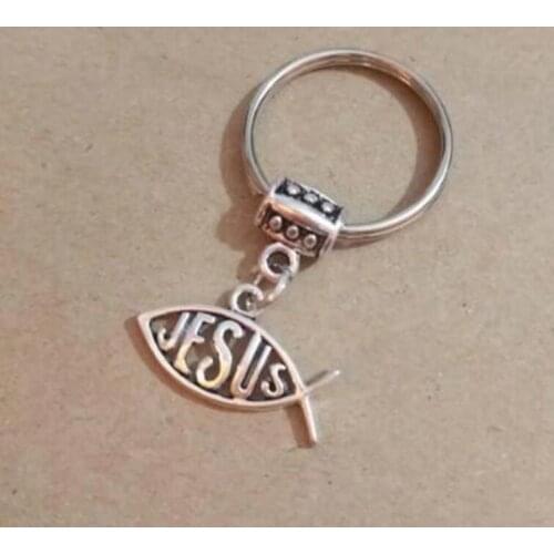 20pcs/lot Jesus Fish Christian God keychain Jesus Key ring For Bag Key Holder Charm pendant Car Key Chains Key Ring Women & Men