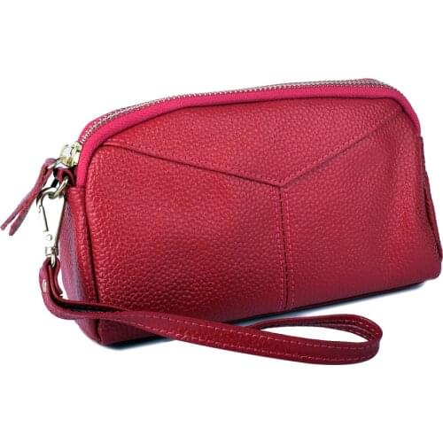 Genuine Leather Womens Handbags Ladies Large Capacity Zipper Wallet Clutch Bag Coin Bag Long Cellphone and Card Holder Purses