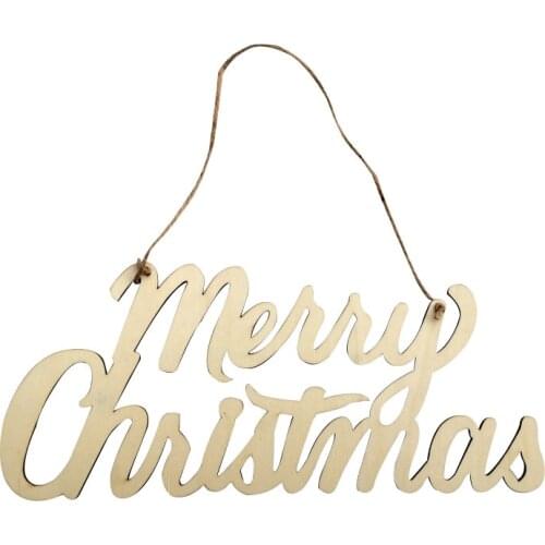 Wooden Merry Christmas Sign Christmas Holiday New Year Hanging Decoration Christmas Door Wall Hanging Ornaments