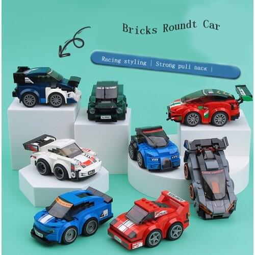 Pull Back Mini Car Building Blocks Boys Sports Car Racing Model Blocks With Stickers Childrens DIY Car Assembly Blocks Gifts