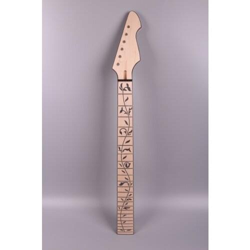 Electric Guitar Neck Maple Fretboard 24 Fret 25.5 inch Truss Rod Vine Inlay New