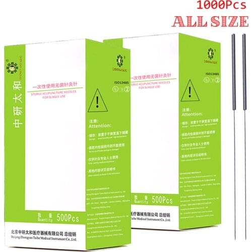 1000pcs IN 2box Zhongyan Taihe Acupuncture Needles 1000 filiform Needle Disposable Sterilze Needle Beauty Meridian Massage