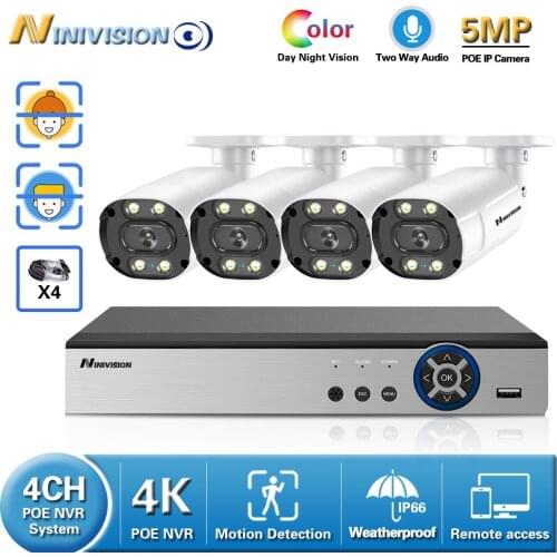 8MP Poe Video Recorder Surveillance Ip Camera Security Camera Outdoor System Kit 4CH CCTV 5MP Two Way Audio Full Color Night