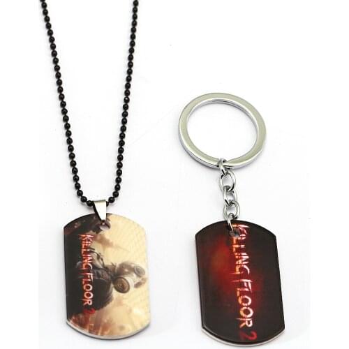 Killing Floor 2 Keychain Metal Dog Tag Necklace Beads Chain Alloy Keyring Pendant Men Key Chain Chaveiro Game Jewelry