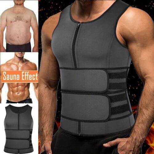 Sauna Waist Trainer Corset Vest for Men Weight Loss Sweat Vest Double Tummy Control Trimmer Belts Neoprene Workout Body Shaper