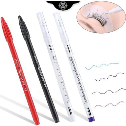 Skin Marker Pen for Eyelash Skin Marker Pen Tattoo Skin Marker Measure Measuring Ruler Pen Set Tool Beauty Eyelash Grafting Tool
