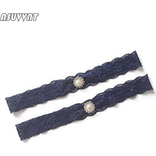 Fashion Wedding Garter Women Lace Leg Ring Rhinestone Leg Loop Big Pearl Princess Elastic Garter Sexy Thigh Ring For Girl