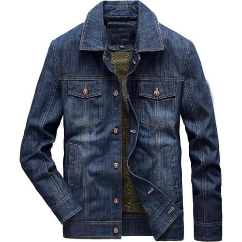 2019 fashion men denim jacket long sleeves single breasted turn down collar autumn jeans coat casual leisure blouse plus size S-5XL