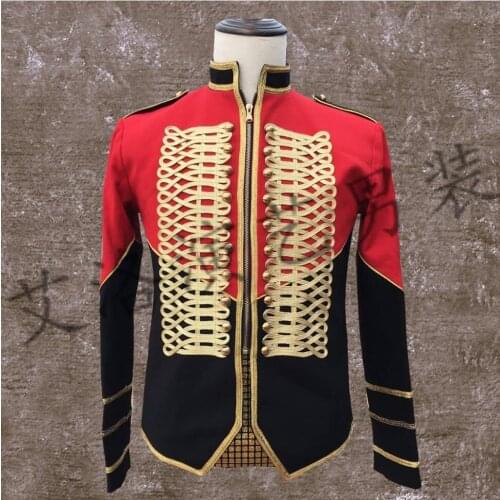 S-3xl New Fashion Mens Clothing Bar Singer Dj Gd Red And Black Stitching Fringed Jacket Performance Show Stage Costumes